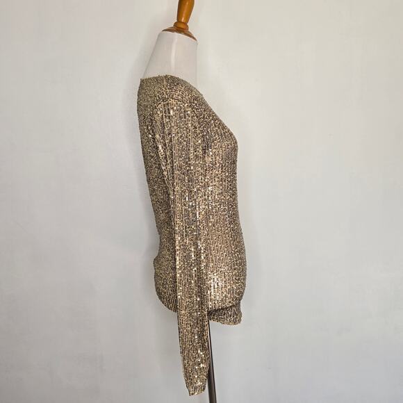 NEW Intimately Free People Gold Rush Sequin Shirt Glam Maximalist Women Small - Picture 3 of 13